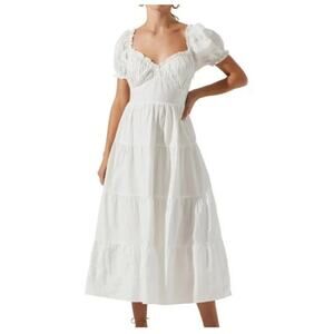 ASTR the Label Sweetheart Neck Tiered Ruffle Cotton Dress Size Large